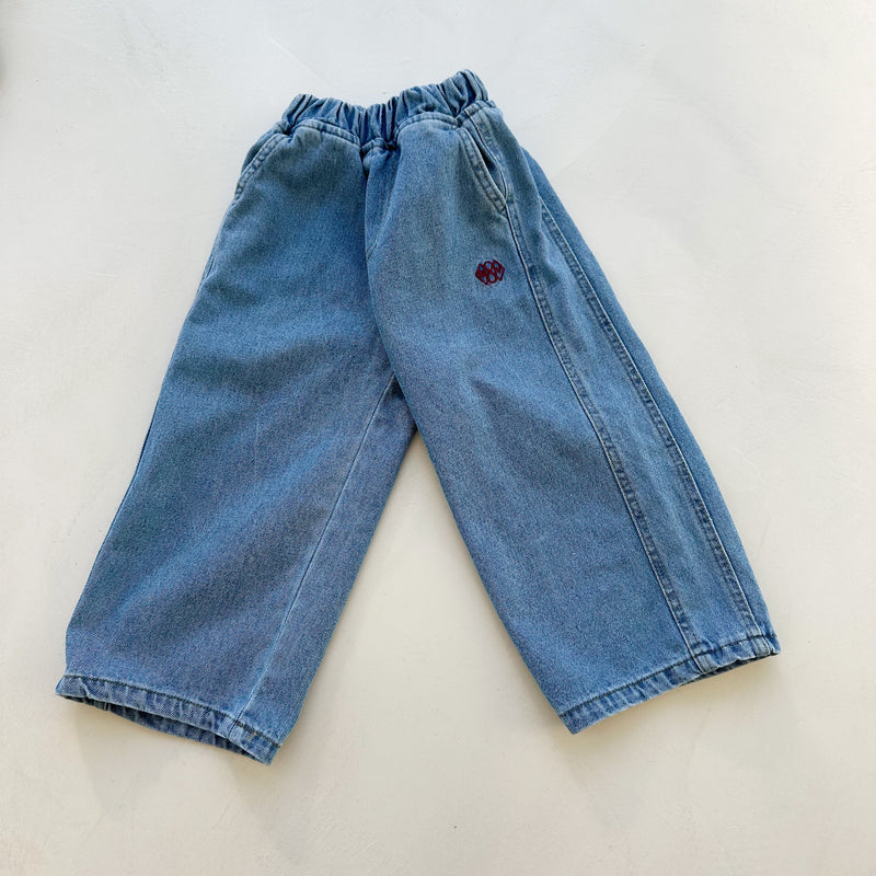 Navi wide leg denim pants - Mid-blue