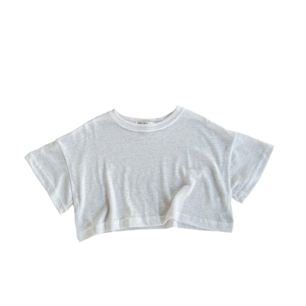 Linen crop tee - White