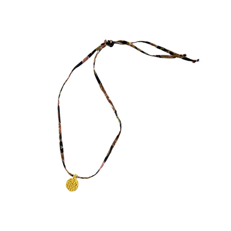 Textile x coin necklace - Midnight blue