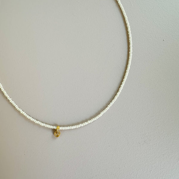 Pearl x coin necklace - Ivory