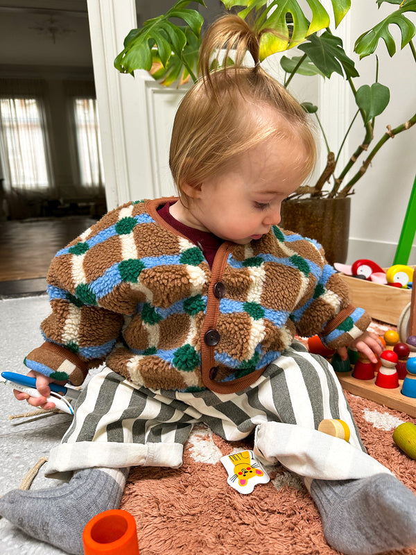 Check teddy jacket - Brown mix