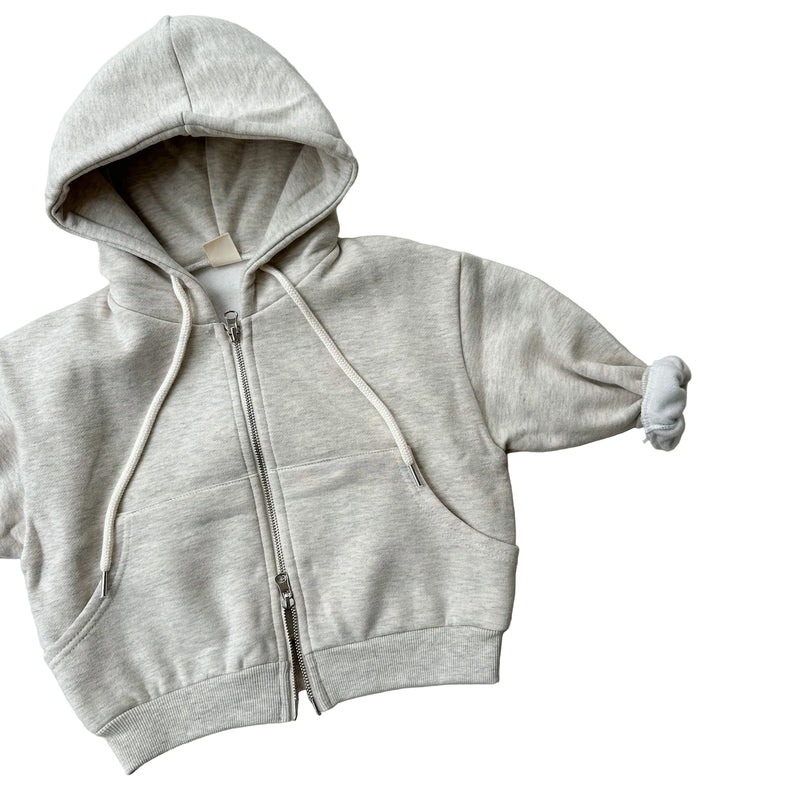 Oversized fleeced zip up hoodie - Oatmeal