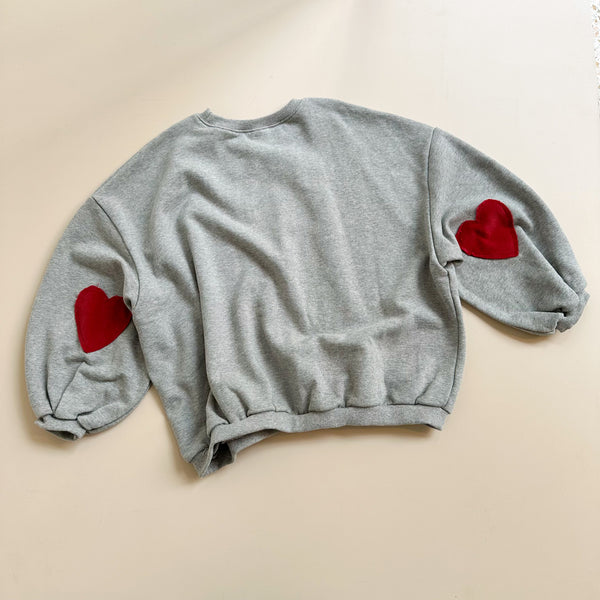 Heart patch sweatshirt - Grey melange