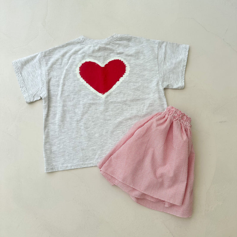 Heart boxy tee - White melange
