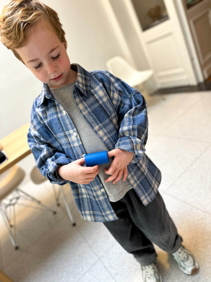 Flannel check overshirt - Blue mix