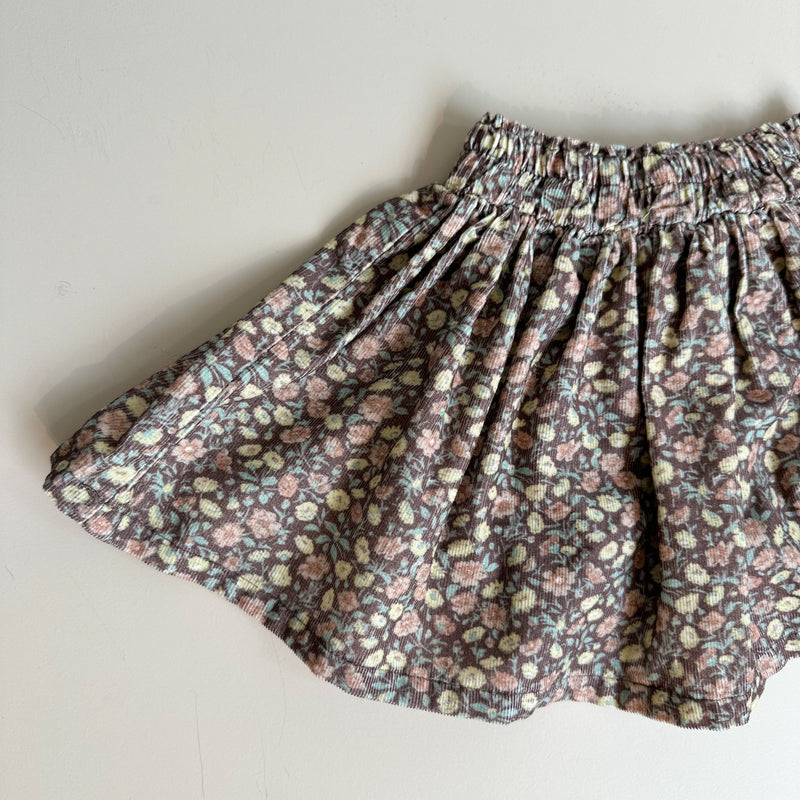 Corduroy flower skirt - Brown