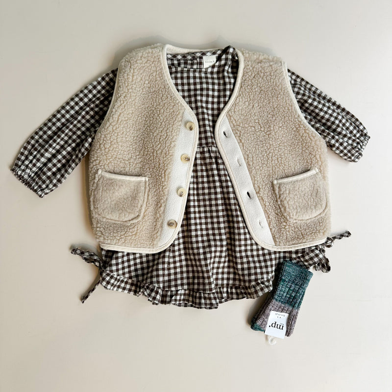 Flanel frill check dress - Brown