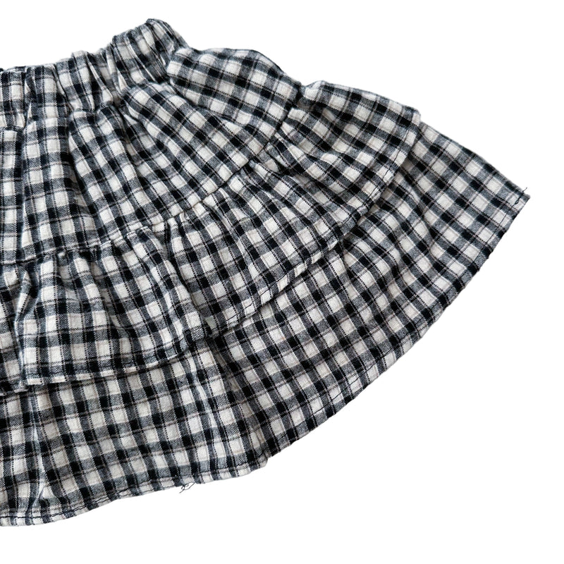 Tiered check skirt - Black