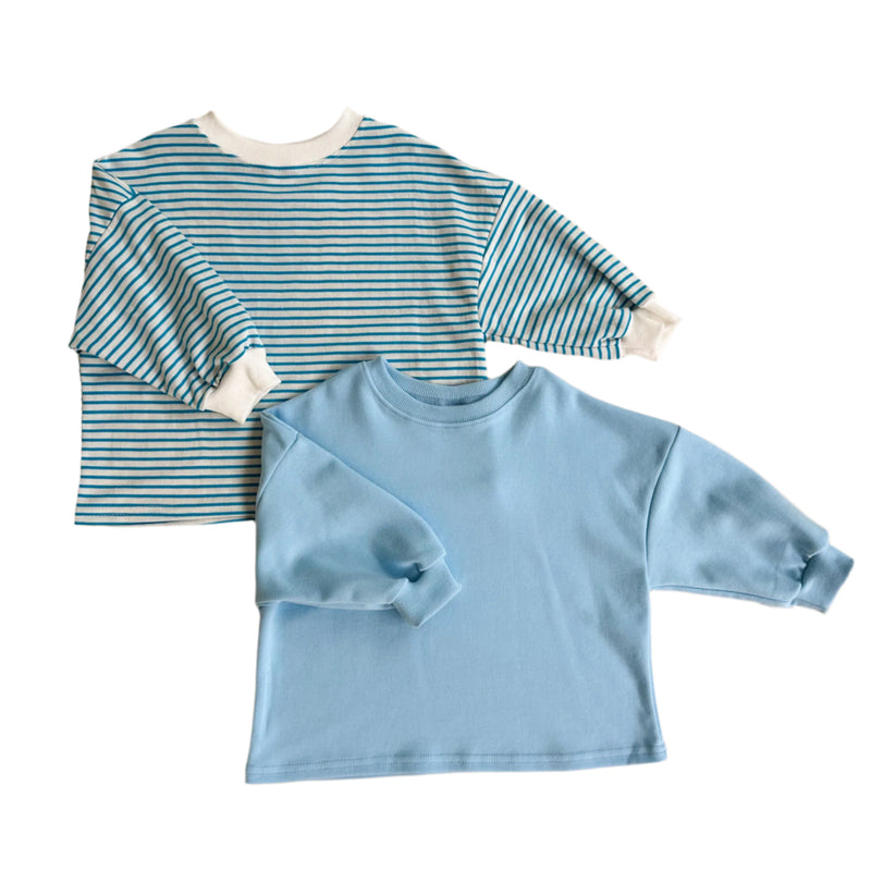 Boxy sweater tee - Sky stripes