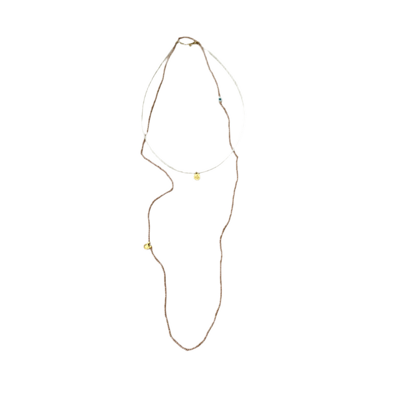 Long beads necklace - Nude