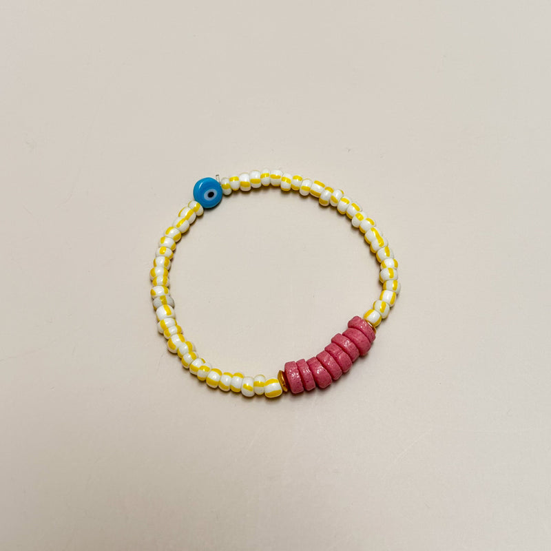 Surfer bracelet  - Yellow/pink