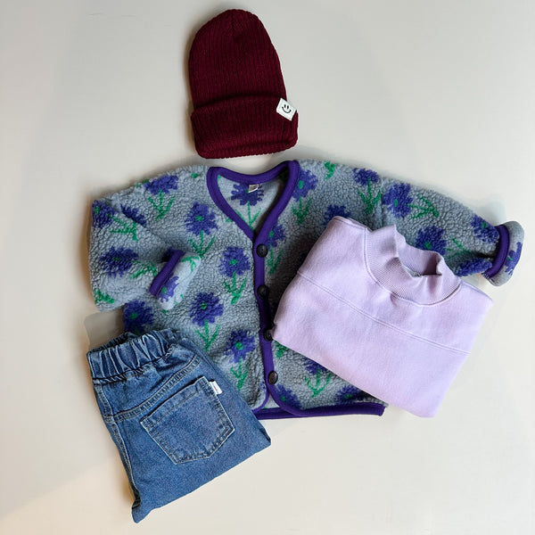 Flower teddy jacket - Grey