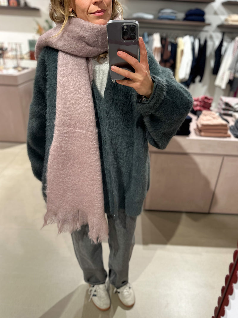 Oversized fluffy cardigan jacket - Ink grey