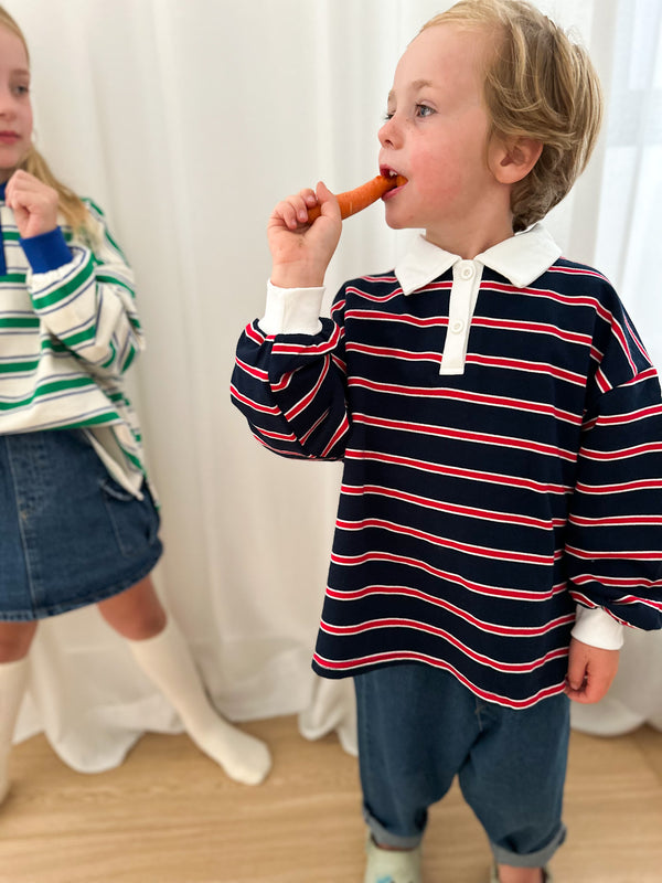 Striped collar sweatshirt - Navy