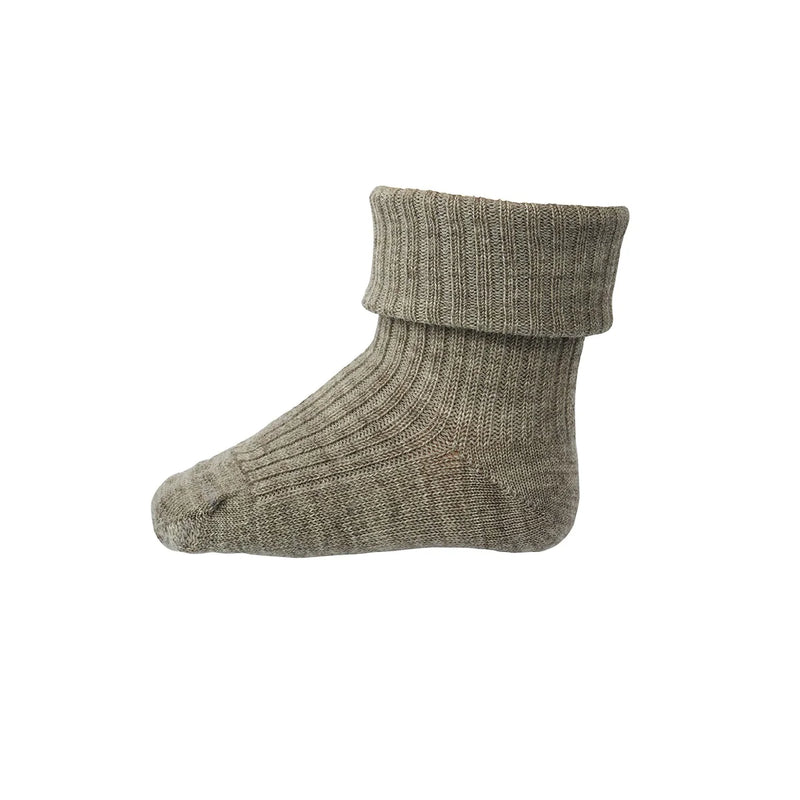 Wool rib socks - Beige melange