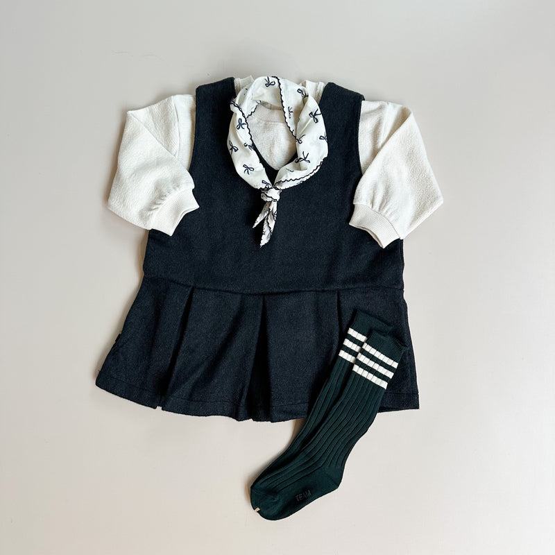 Wide pleated dress - Charcoal melange