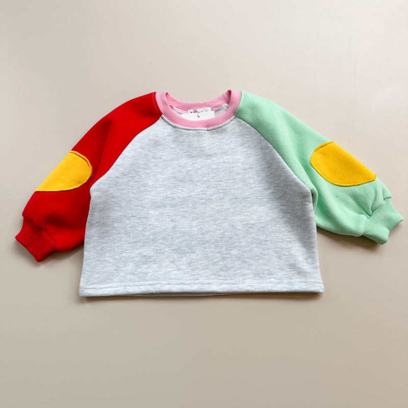 Colorblock heart sweatshirt - White melange