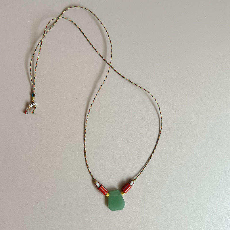 Long stone necklace - Aqua/coral