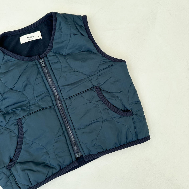 AM nylon quilted vest - Navy