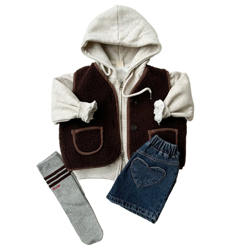 Oversized fleeced zip up hoodie - Oatmeal