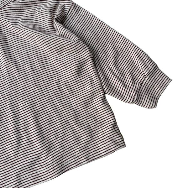 Striped turtleneck tee - Oatmeal/burgundy