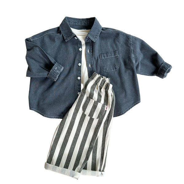 Button denim shirt - Grey