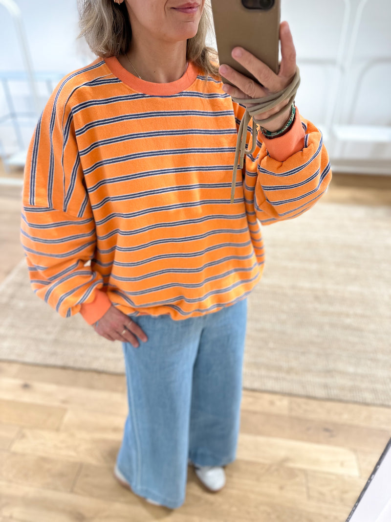 Soft oversized striped sweater - Orange