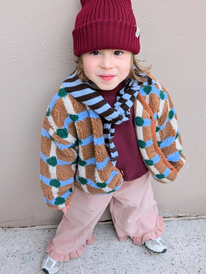 Check teddy jacket - Brown mix