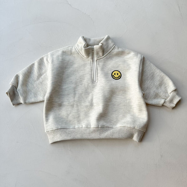 Smile half zip-up sweater - Oatmeal