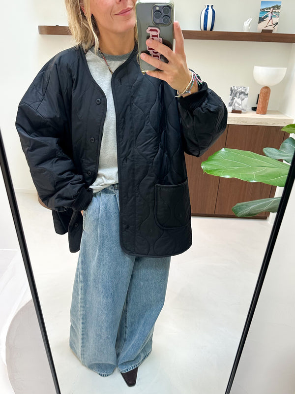 Oversized quilted jacket - Black