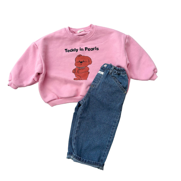 Teddy in pearls sweatshirt - Pink