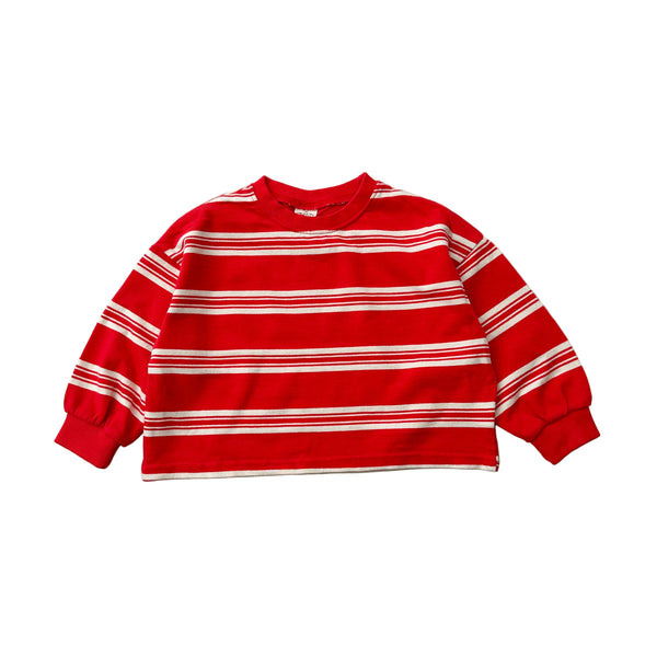 Double striped cropped LS sweat/tee - Red