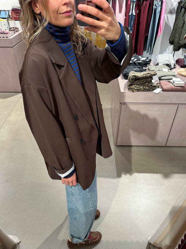 Boxy blazer jacket - Chocolate brown