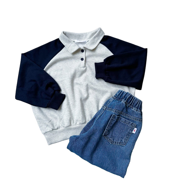 Raglan collar sweatshirt - Navy