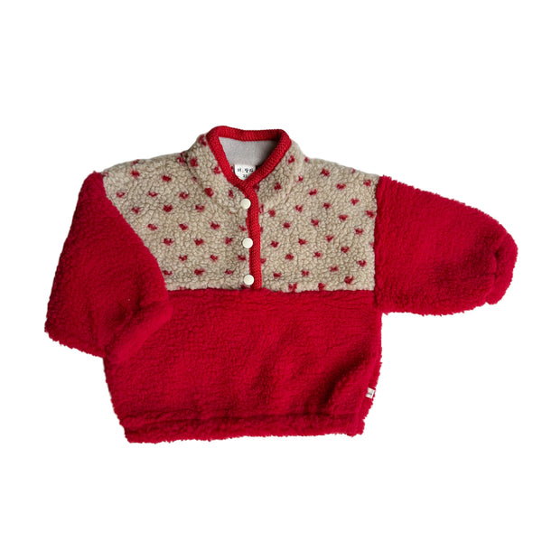 Mini hearts teddy jumper - Beige/red