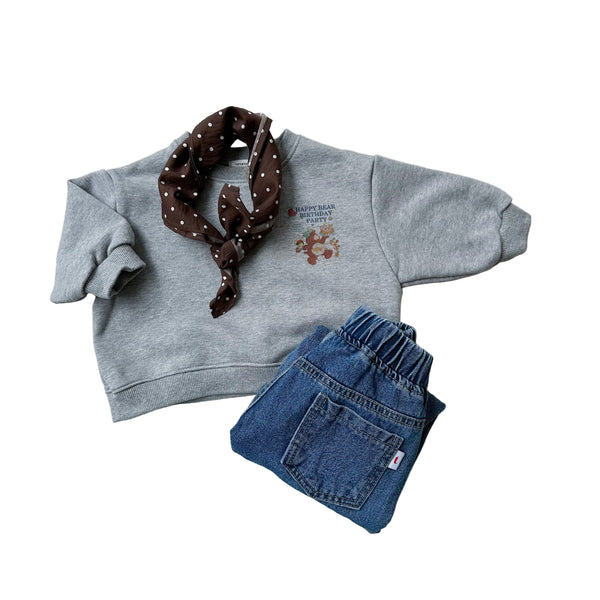 Happy bear sweatshirt - Grey melange