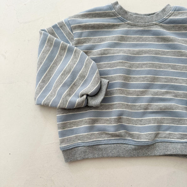Macaron stripe sweatshirt - Grey/sky blue