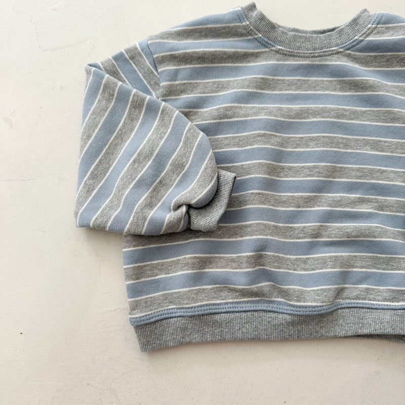 Macaron stripe sweatshirt - Grey/sky blue