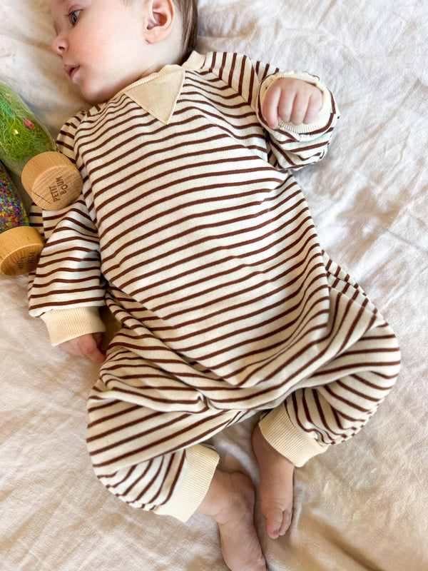 Striped sweater onesie - Chocolate