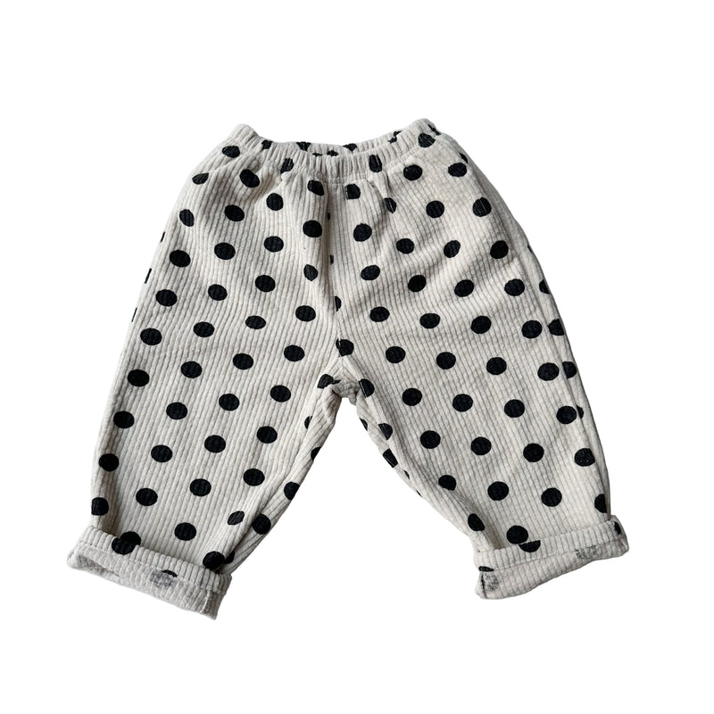 Corduroy dot pants - Cream/black
