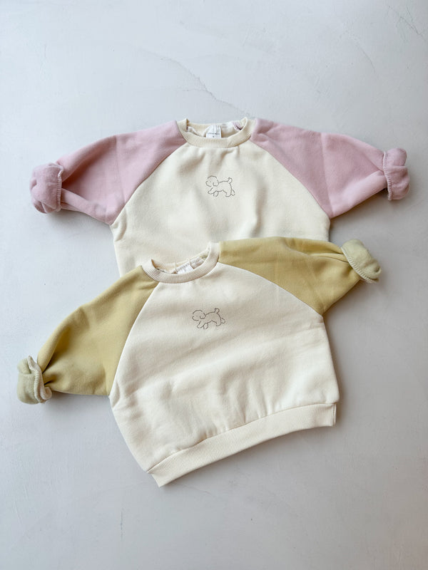 Raglan puppy sweater - Cream/pink