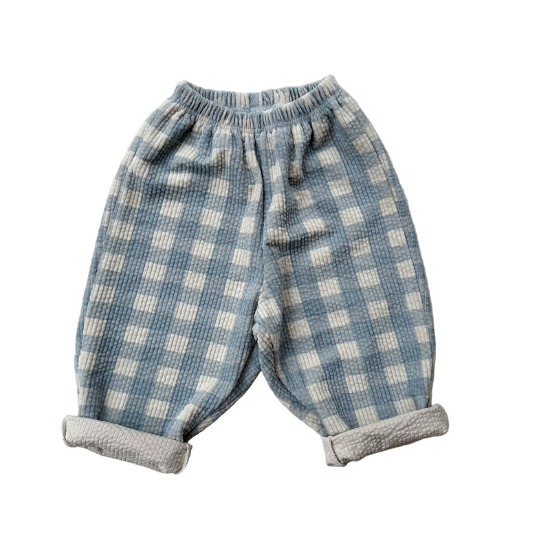 Mochi check corduroy pants - Grey sky