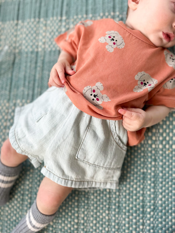 Bebe pocket denim short - Washed blue