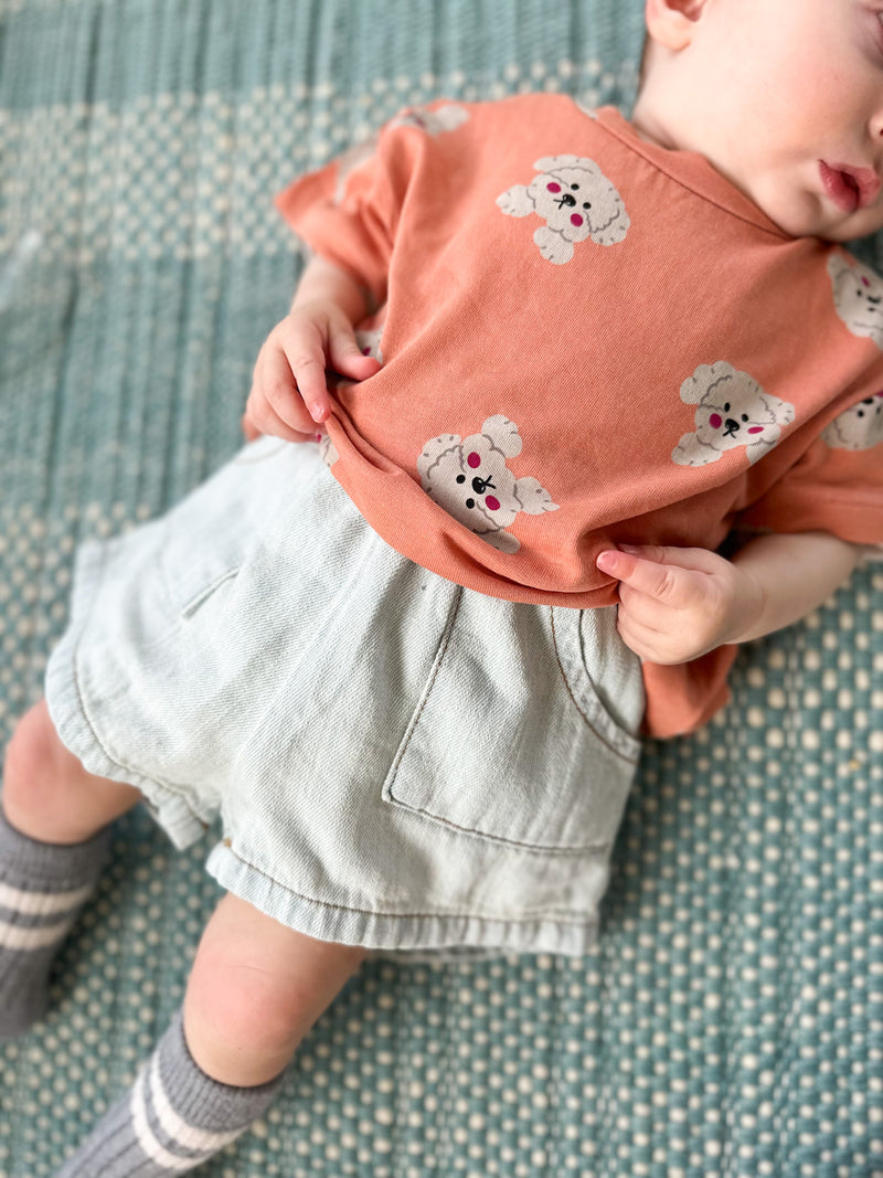 Bebe pocket denim short - Washed blue