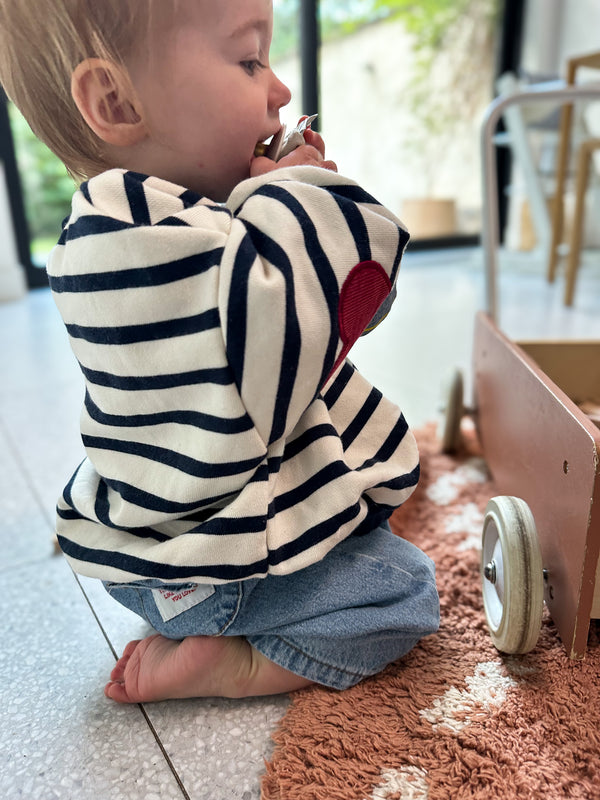 Heart striped sweater - Navy