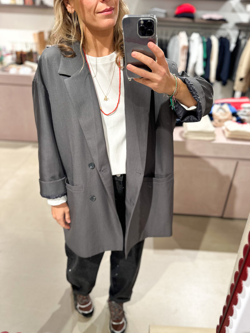 Oversized blazer jacket - Dark grey melange