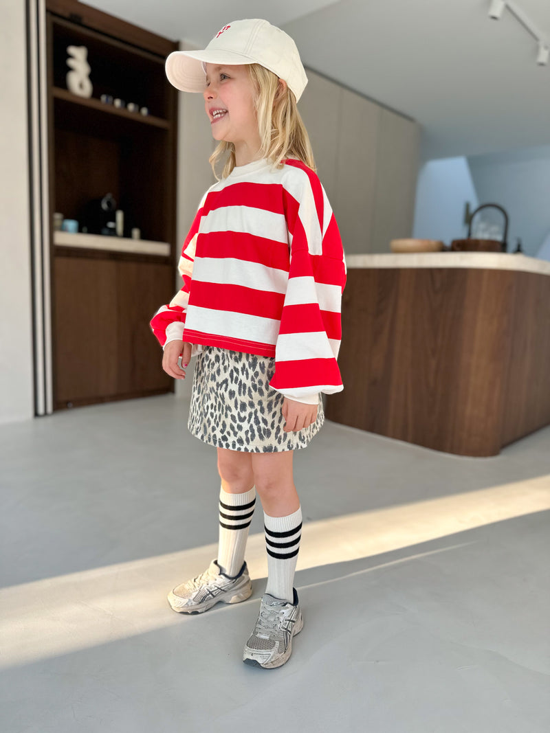 Cropped big stripe sweatshirt - Red
