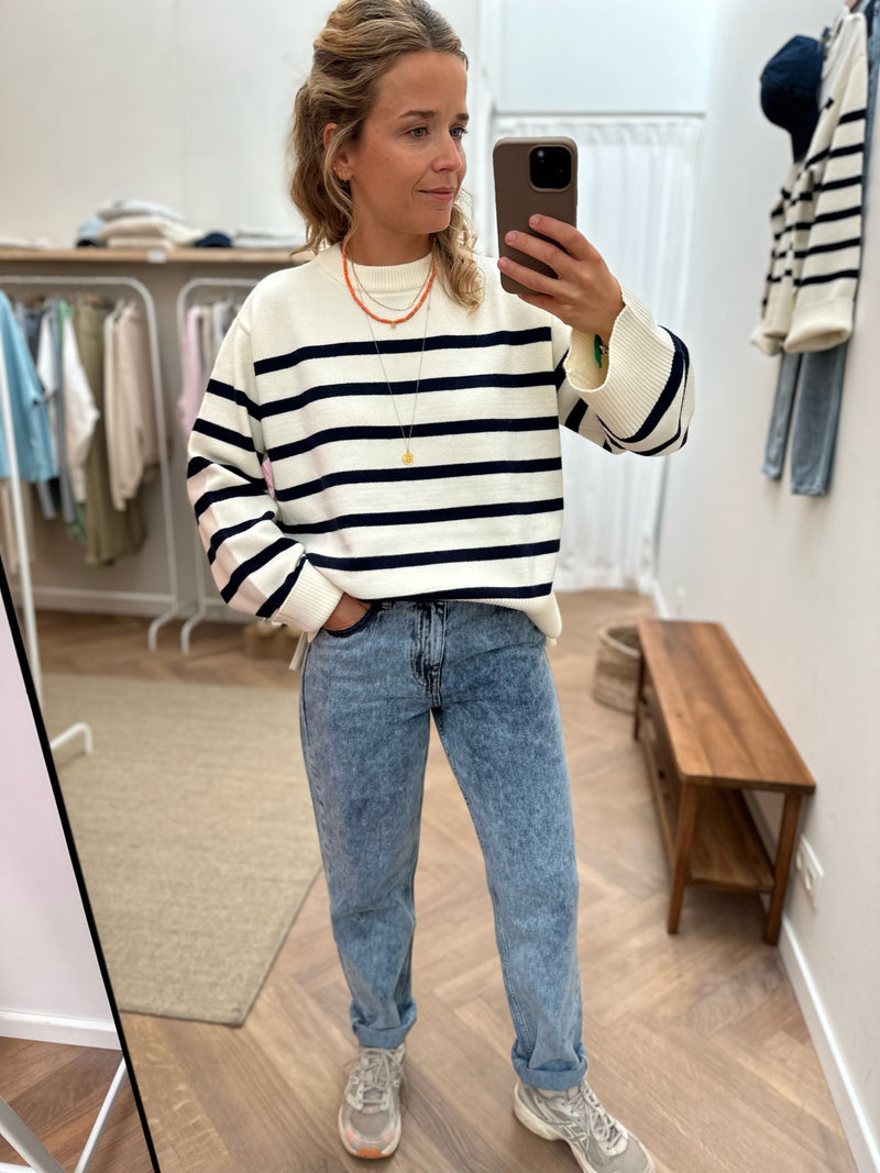 Kenzie relaxed color block jeans - Washed blue