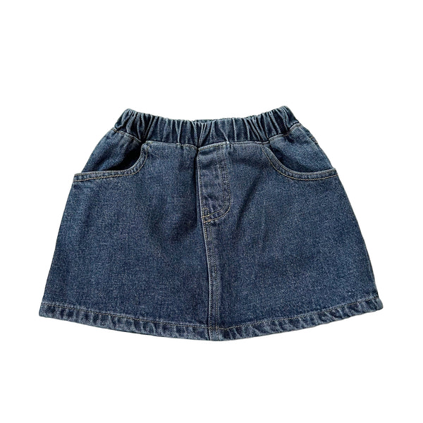 Heart pocket denim skirt - Blue washing