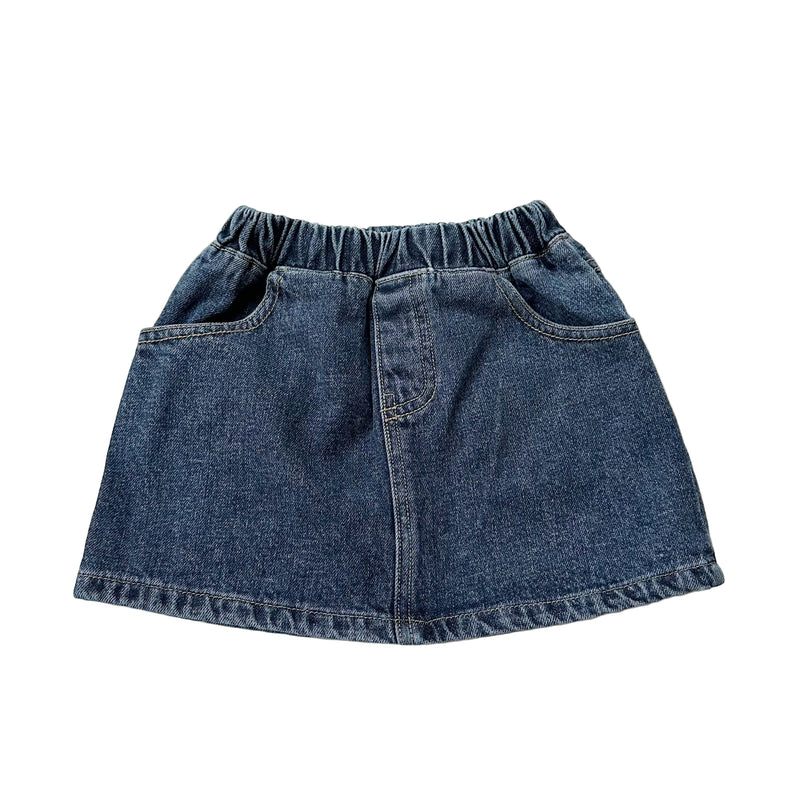 Heart pocket denim skirt - Blue washing